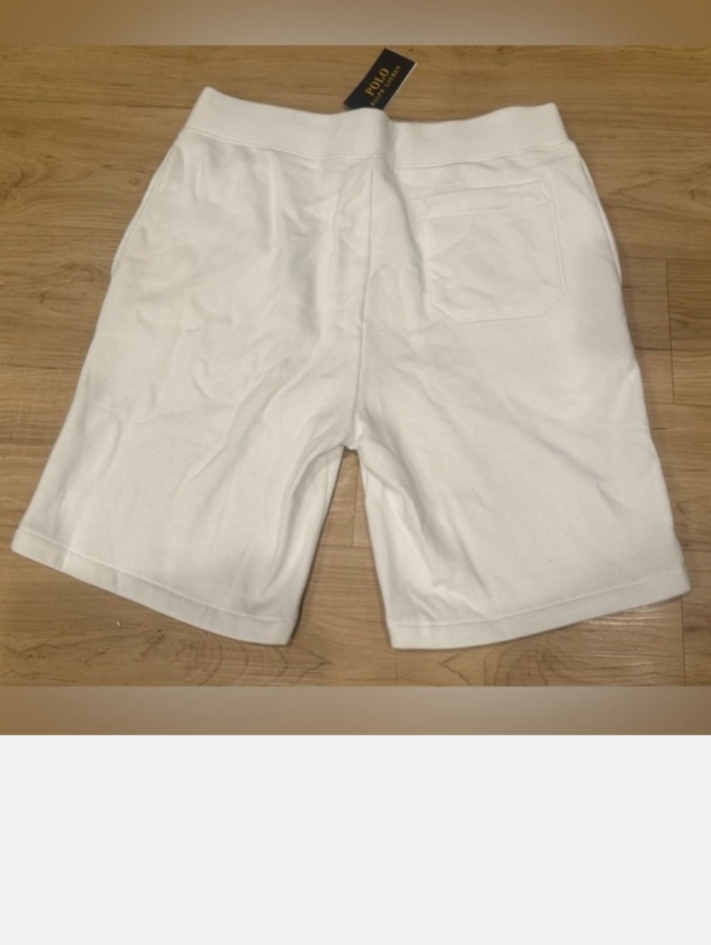 NWT Men's Polo by Ralph Lauren White Athletic Terry Shorts with Patch - Picture 5 of 6